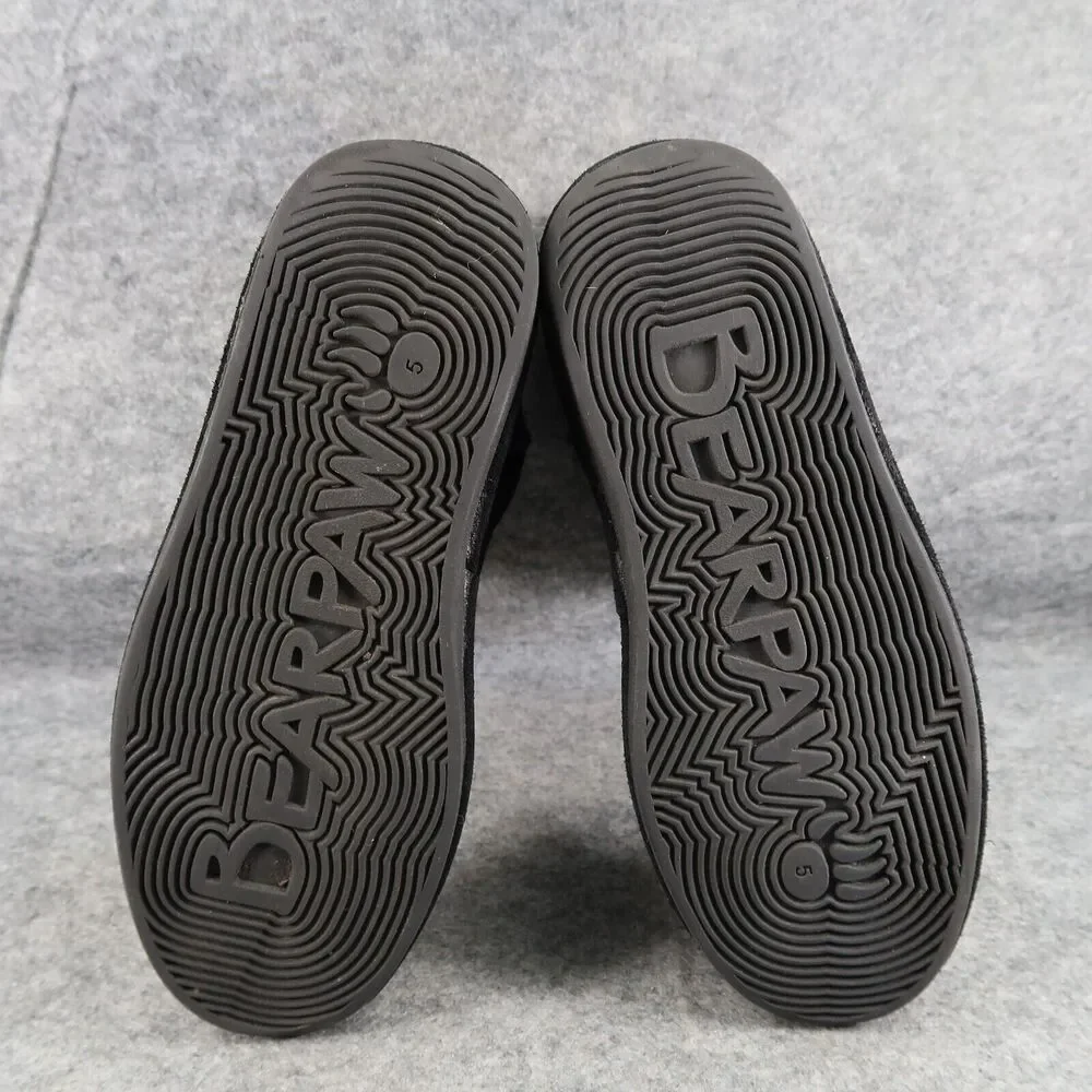Bearpaw Shoes Kids 5 Winter Boots Pull On Leather Wool Evangaline Black Comfort